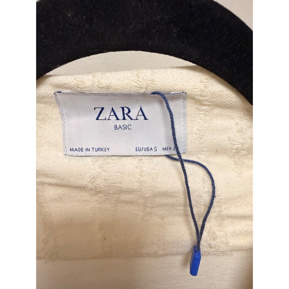 ZARA BASIC Cream Textured Button Front Long Sleev… - image 2